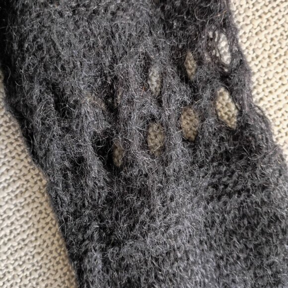 Rose D Italy Charcoal Knit Sweater Dress / Long Tunic Open-Knit Details – IT 42 - Picture 4 of 6